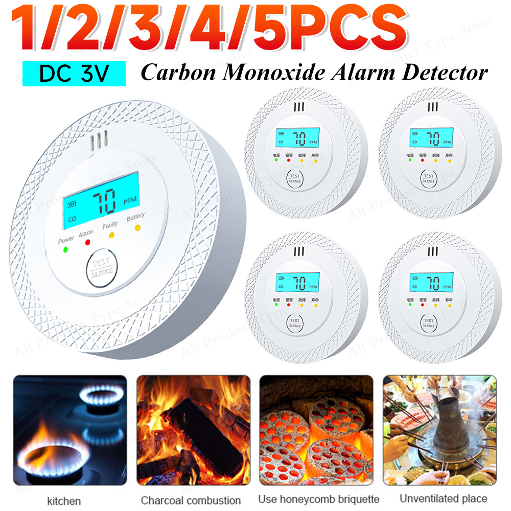 Smoke Detector Interconnected - 1-5PCS Carbon Monoxide Alarm Detector 85dB