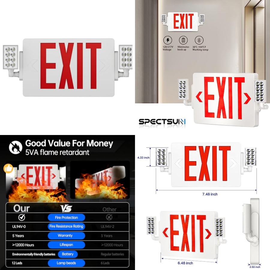 Spectsun 1 Pack Exit Signs wit - Fire Safe Document ulasan dan harga