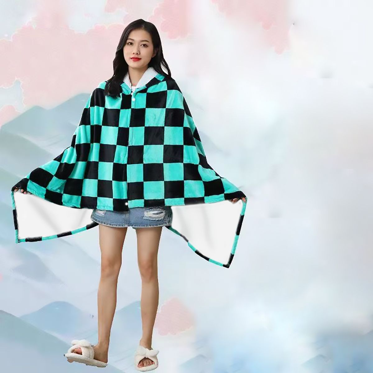 Fire Blanket Kitchen - Anime Flannel Blanket Hoodie Shawl Demon