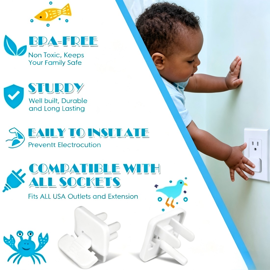 38 Pcs White Plastic Childproo - Outlet Cover Baby ulasan dan harga