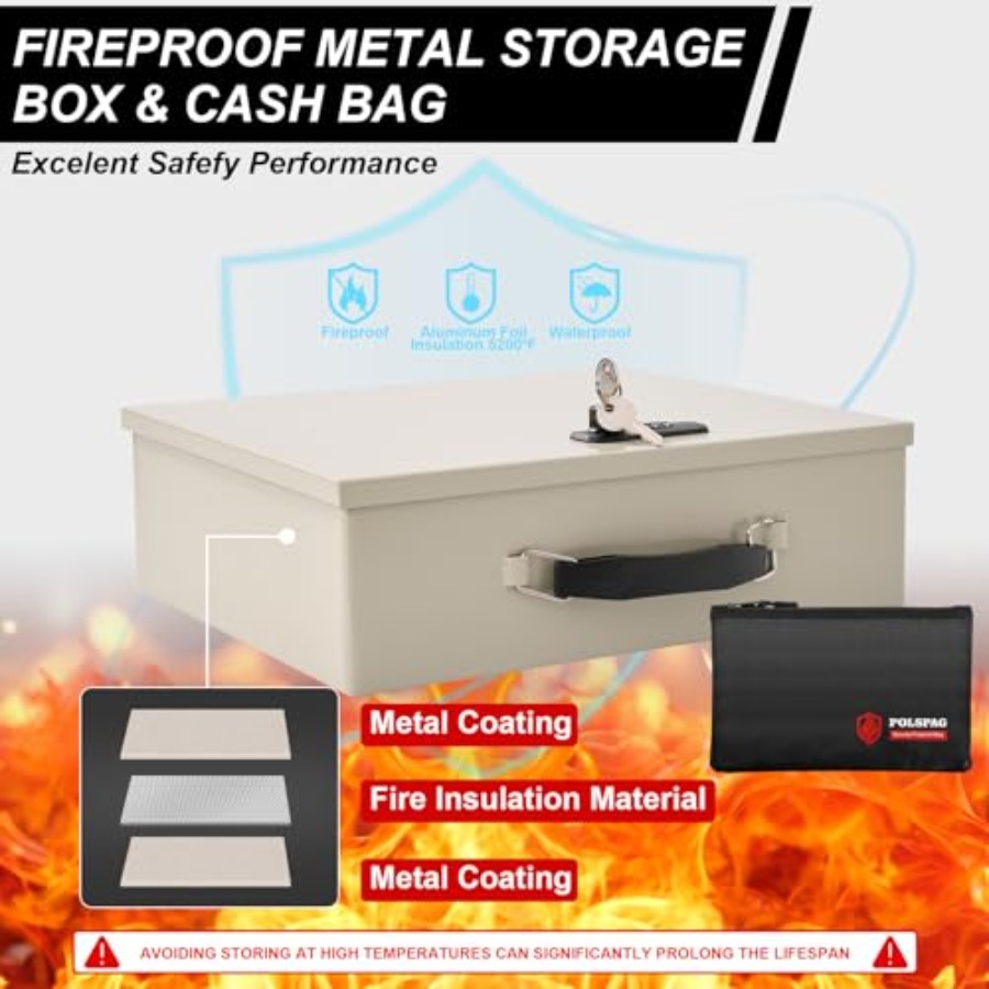 Fireproof Document Box with Ke - Fire Safe Document ulasan dan harga