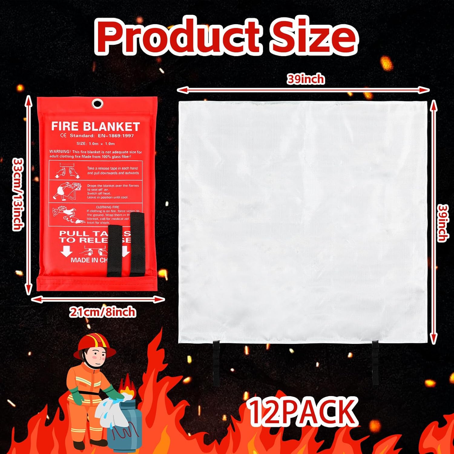 12 Pack Fire Blankets 39x39 In - Fire Blanket Kitchen ulasan dan harga