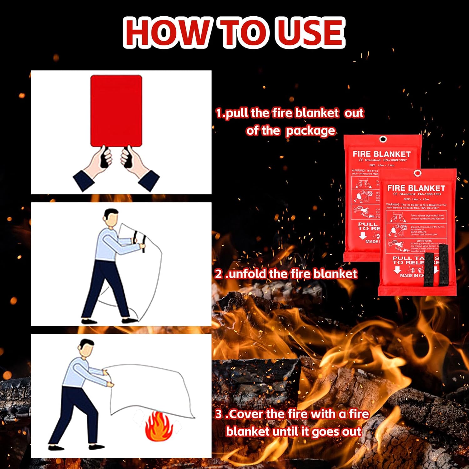 12 Pack Fire Blankets 39x39 In - Fire Blanket Kitchen ulasan dan harga