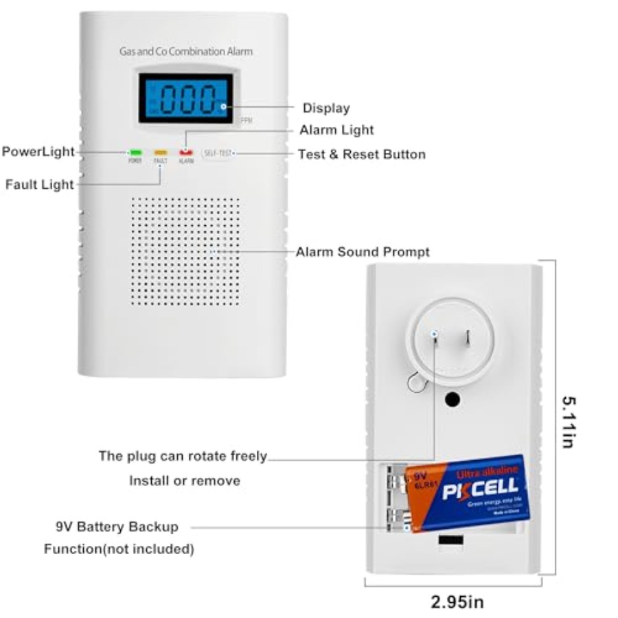 2 Pack Combination Gas and Car - Co Detector Plug ulasan dan harga