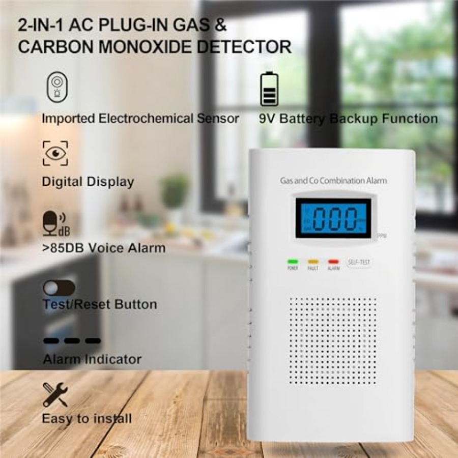 2 Pack Combination Gas and Car - Co Detector Plug ulasan dan harga