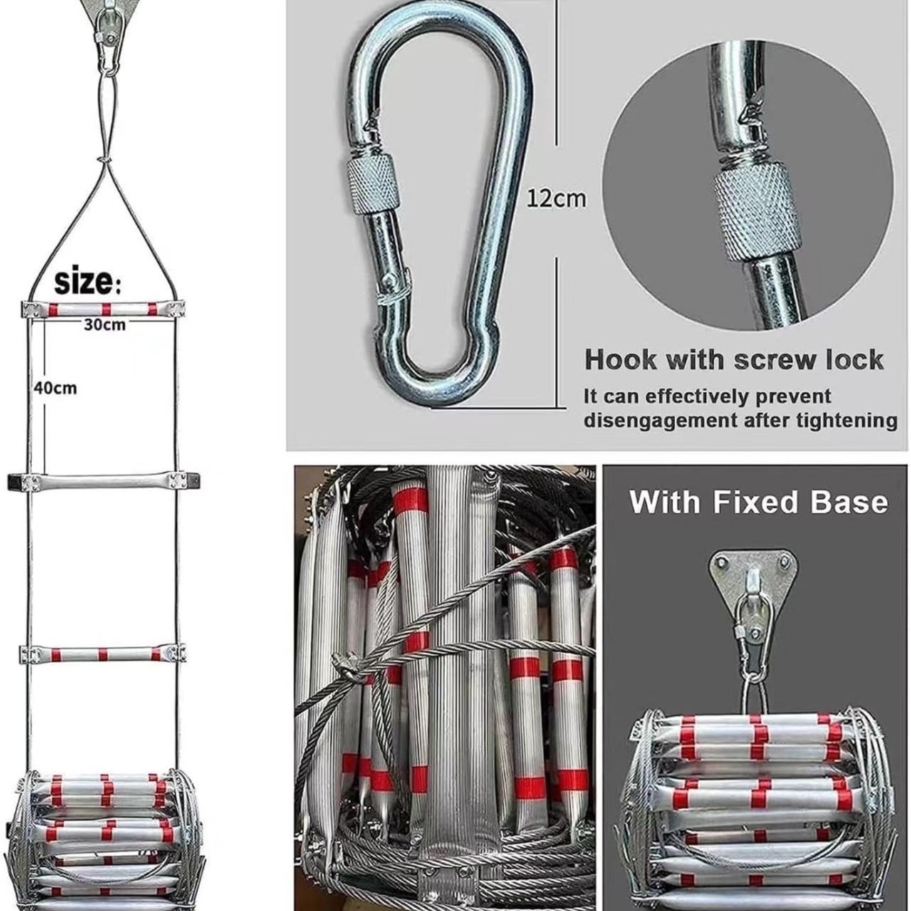 5M Soft Rope Ladder With Wire  - Fire Escape Ladder ulasan dan harga