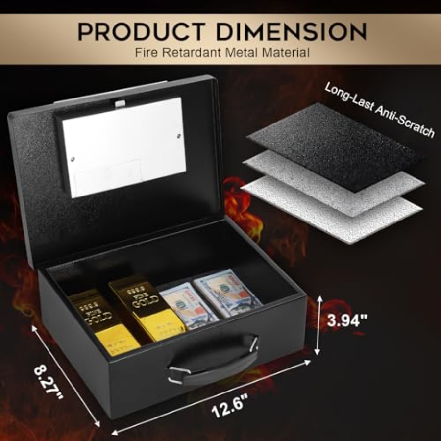 Portable Metal Safe Box with D - Fire Safe Document ulasan dan harga