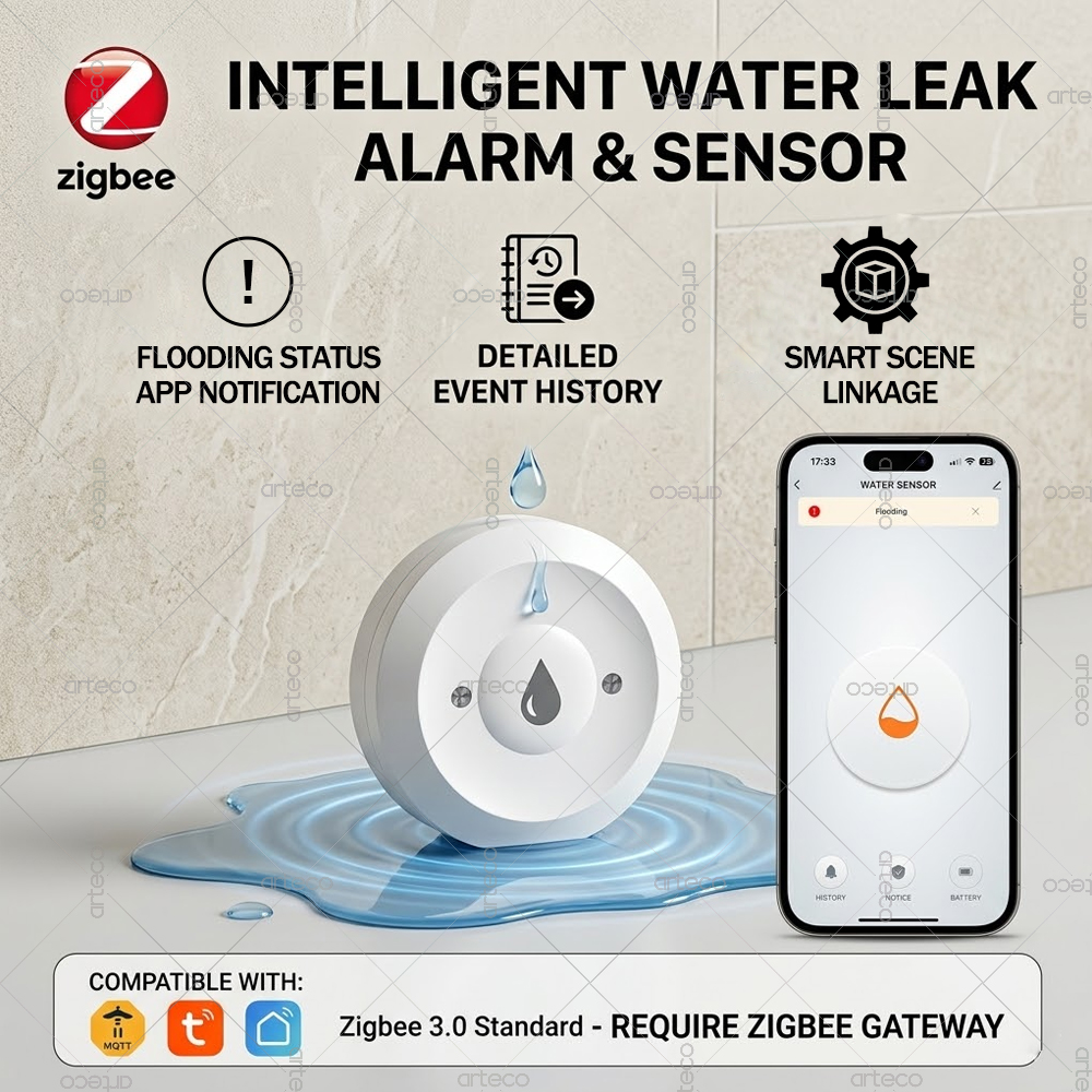 Zigbee Water Leak Sensor Smart - Water Alarm Sensor ulasan dan harga