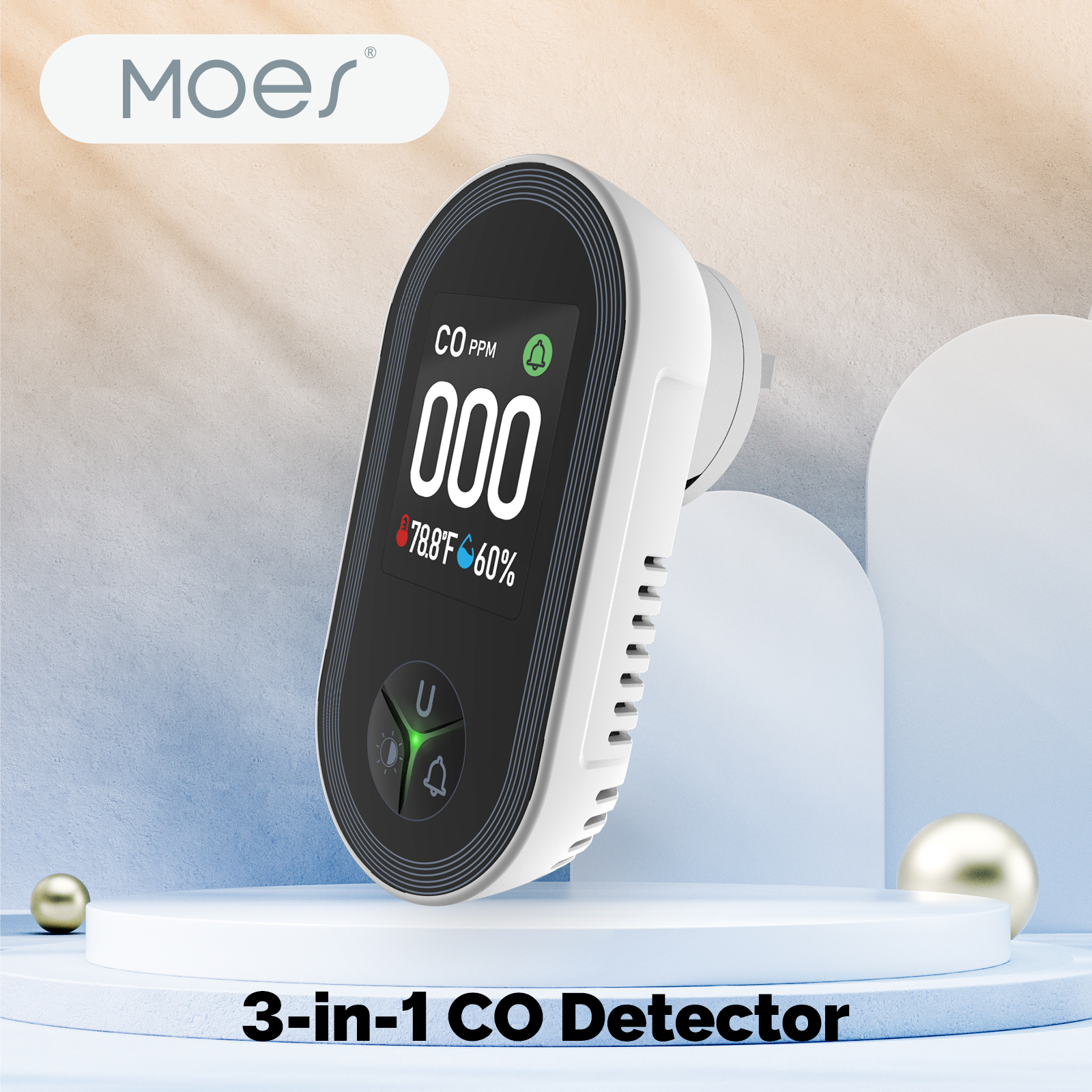 MOES 3in1 Carbon Monoxide Dete - Co Detector Plug ulasan dan harga