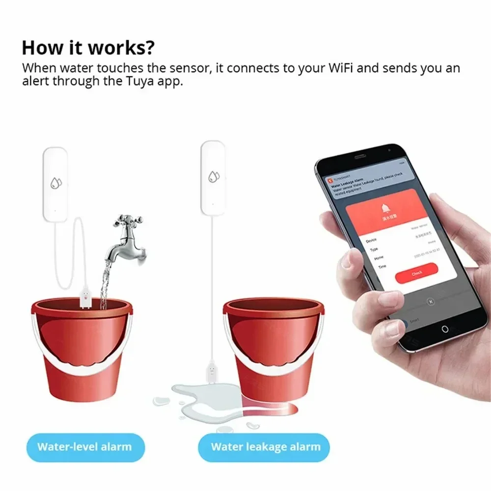 Tuya WiFi Water Sensor Leakage - Water Alarm Sensor ulasan dan harga