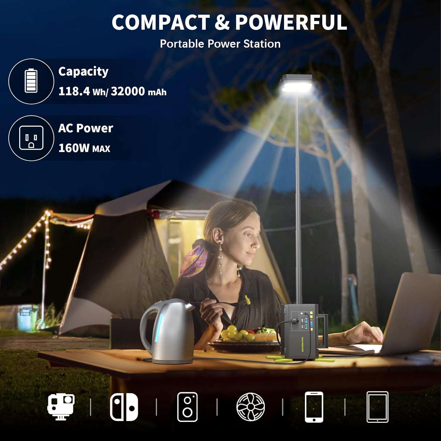 118Wh Portable Power Station w - Power Outage Light ulasan dan harga